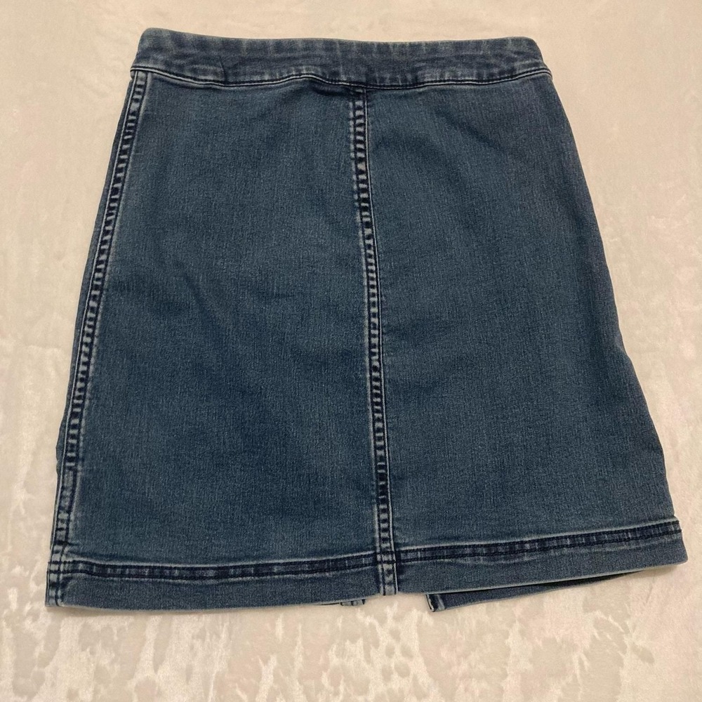 Free People Denim Mini Skirt Womens 4 Blue Cotton Blend Boho Zip Front Festival - Picture 2 of 7